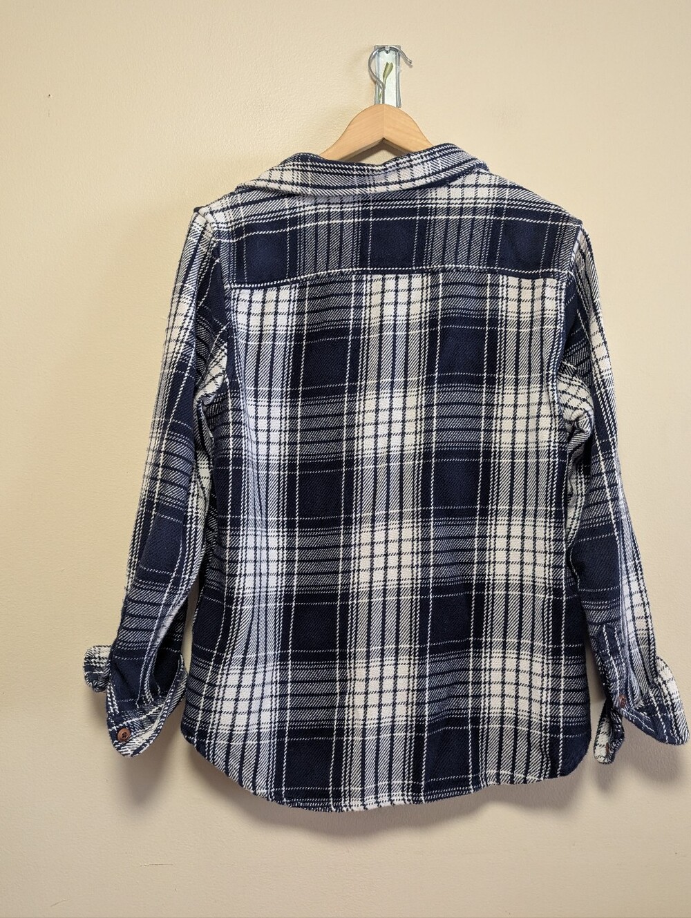 Outerknown Blanket Shirt M/L Navy White Plaid Organic Cotton Overshirt - Picture 7 of 8